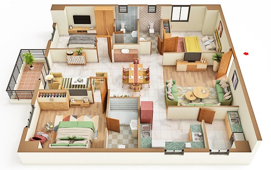 3 BHK Floor Plan